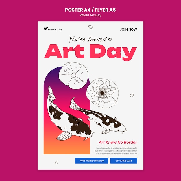 PSD gratuit modèle d'affiche de célébration de la journée mondiale de l'art