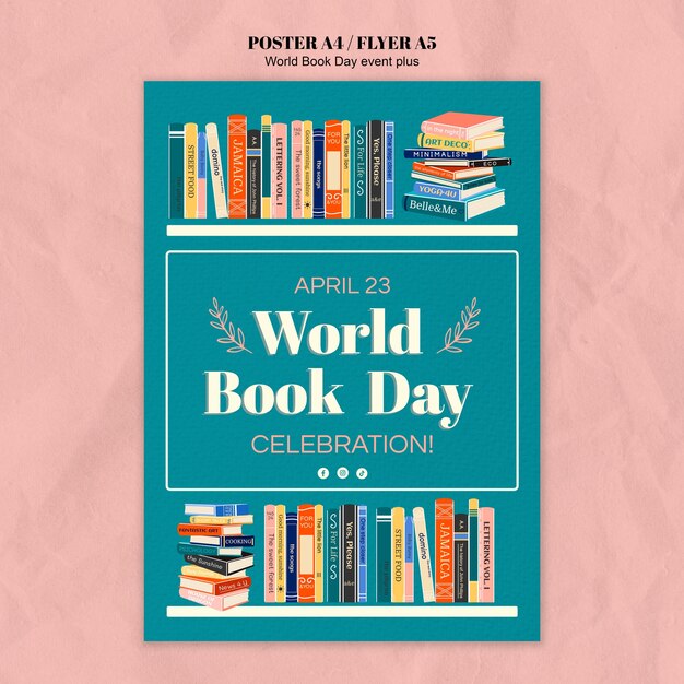 Modèle d'affiche de célébration de la journée mondiale du livre