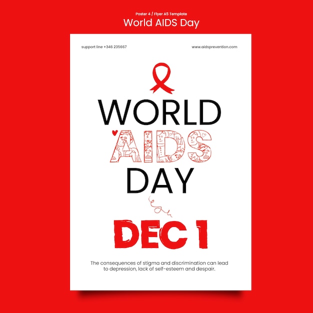 PSD gratuit modèle d'affiche de célébration de la journée mondiale du sida