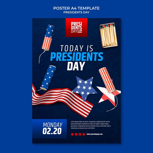 Modèle d'affiche de célébration de la journée des présidents