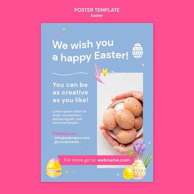 Modèle d'affiche de célébration de joyeuses pâques