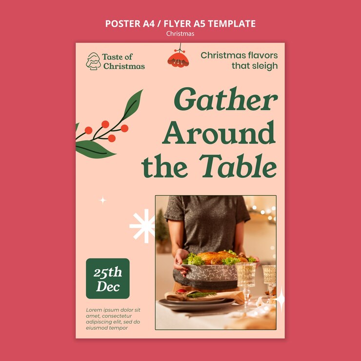 PSD gratuit modèle d'affiche de célébration de noël