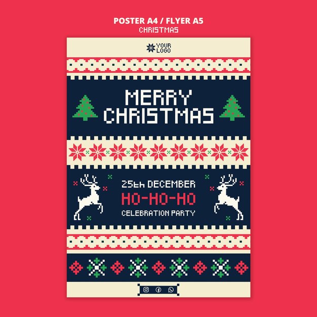 Modèle d'affiche de célébration de Noël