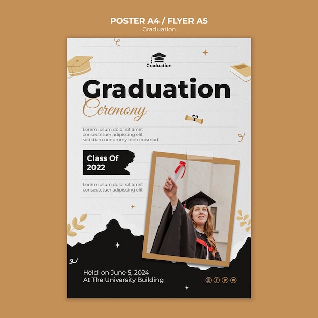 PSD gratuit modèle d'affiche de célébration de remise des diplômes