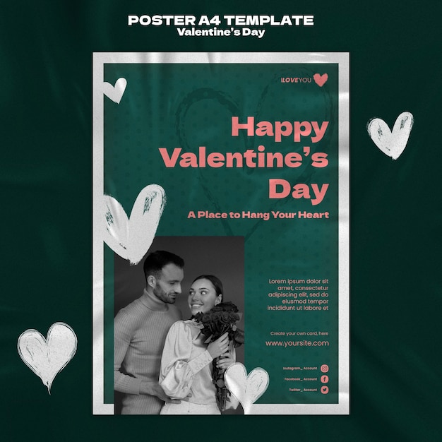 PSD gratuit modèle d'affiche de célébration de la saint-valentin