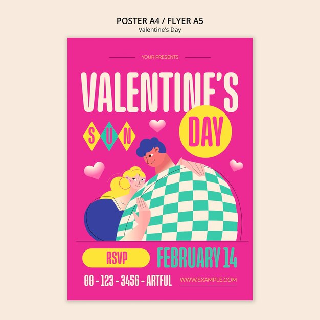 Modèle d'affiche de célébration de la Saint-Valentin