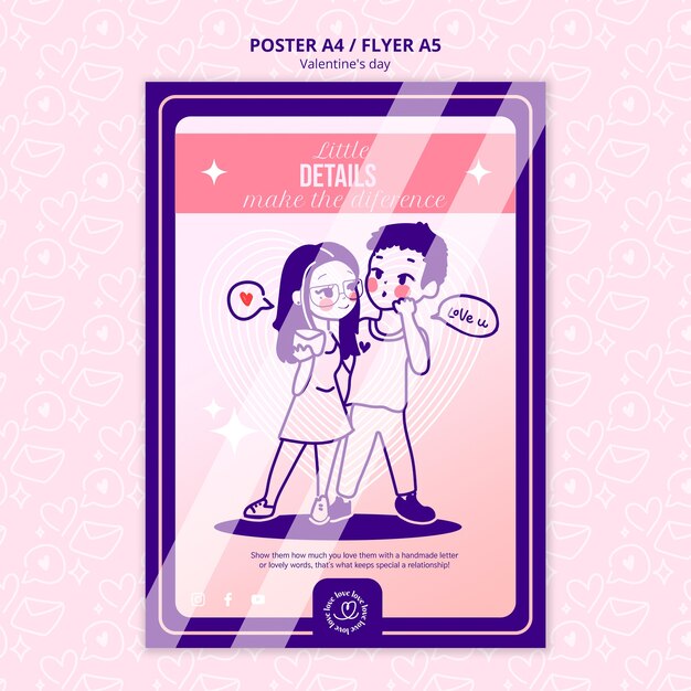 Modèle d'affiche de célébration de la Saint-Valentin