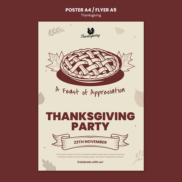 PSD gratuit modèle d'affiche de célébration de thanksgiving