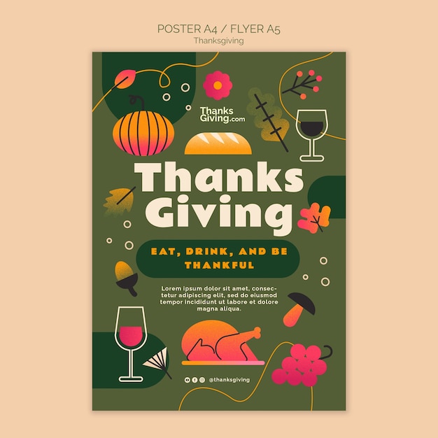 Modèle D'affiche De Célébration De Thanksgiving