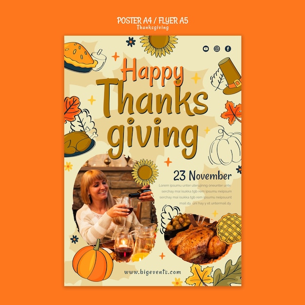 PSD gratuit modèle d'affiche de célébration de thanksgiving