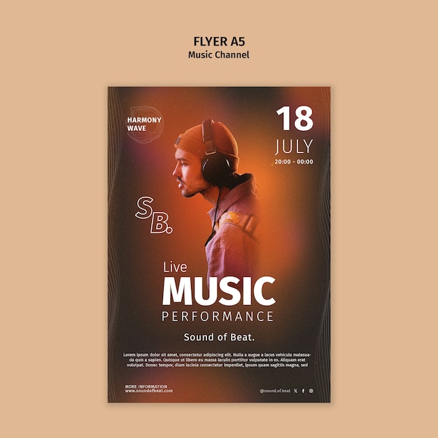 Modèle d'affiche de chaîne de musique