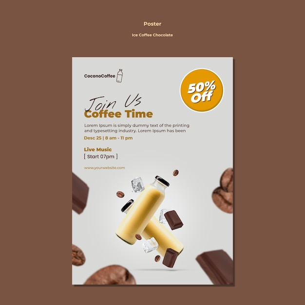 Modèle D'affiche De Chocolat Au Café Glacé