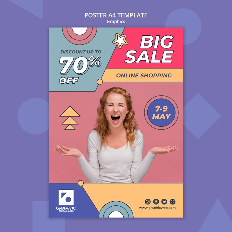 PSD gratuit modèle d'affiche de classe graphique