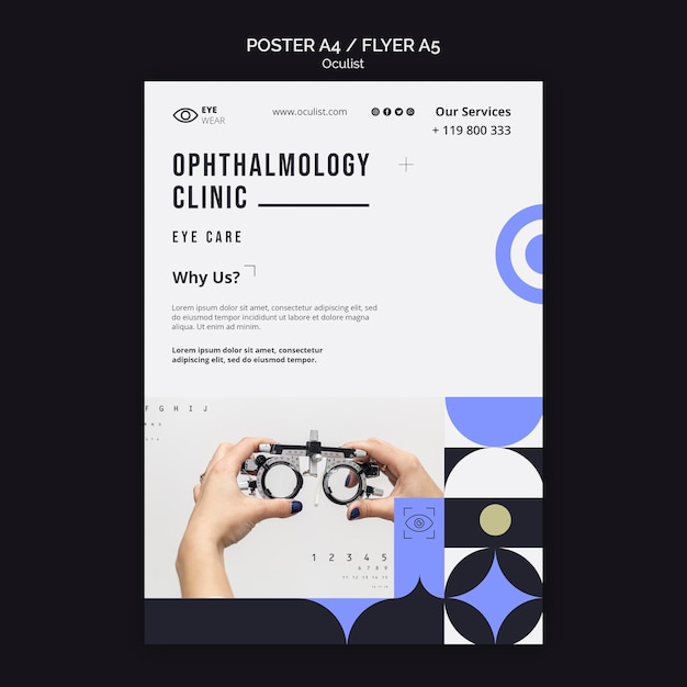 PSD gratuit modèle d'affiche de clinique d'ophtalmologie