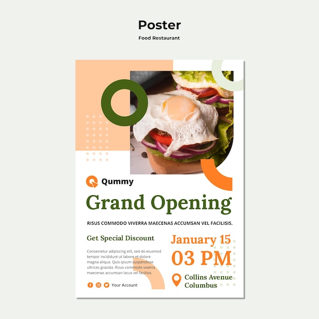 Modèle d'affiche de concept alimentaire