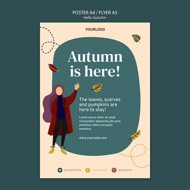 PSD gratuit modèle d'affiche de concept d'automne