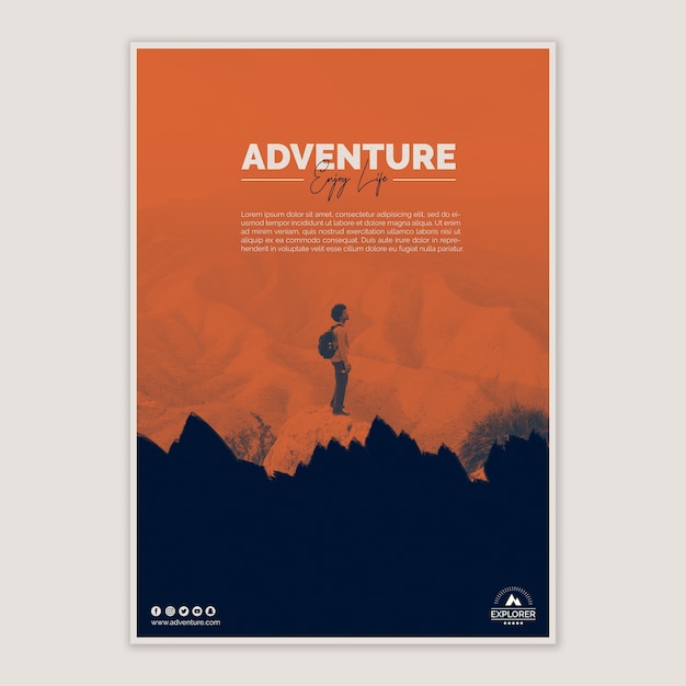 PSD gratuit modèle d'affiche avec concept d'aventure