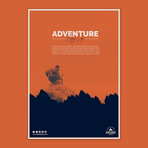 PSD gratuit modèle d'affiche avec concept d'aventure