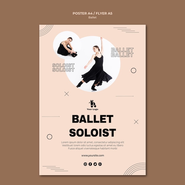 PSD gratuit modèle d'affiche de concept de ballet