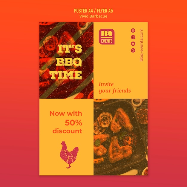 PSD gratuit modèle d'affiche de concept de barbecue