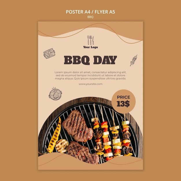 PSD gratuit modèle d'affiche de concept de barbecue