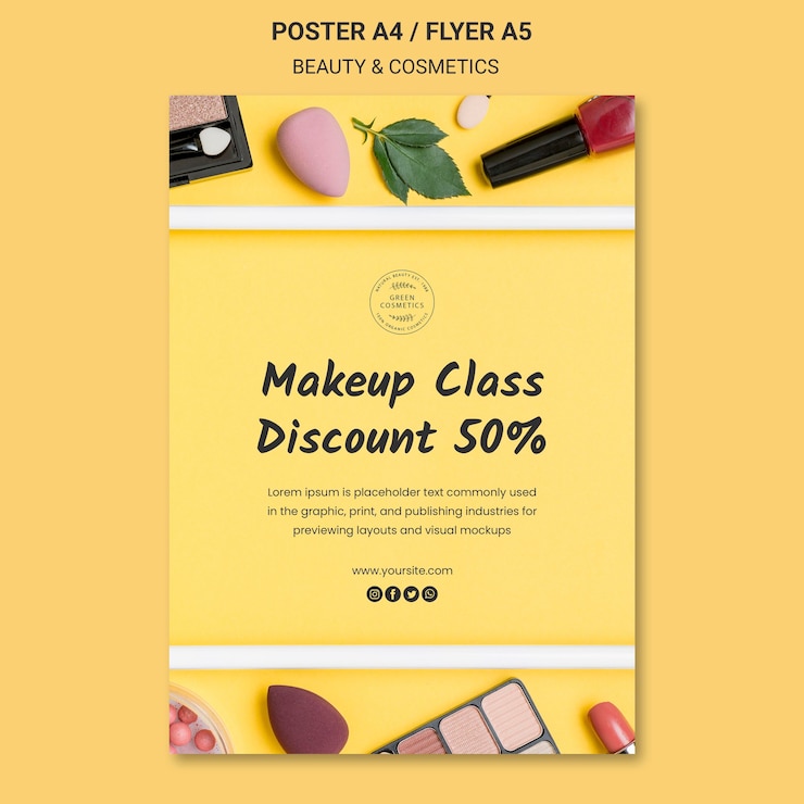 PSD gratuit modèle d'affiche de concept de beauté et cosmétiques