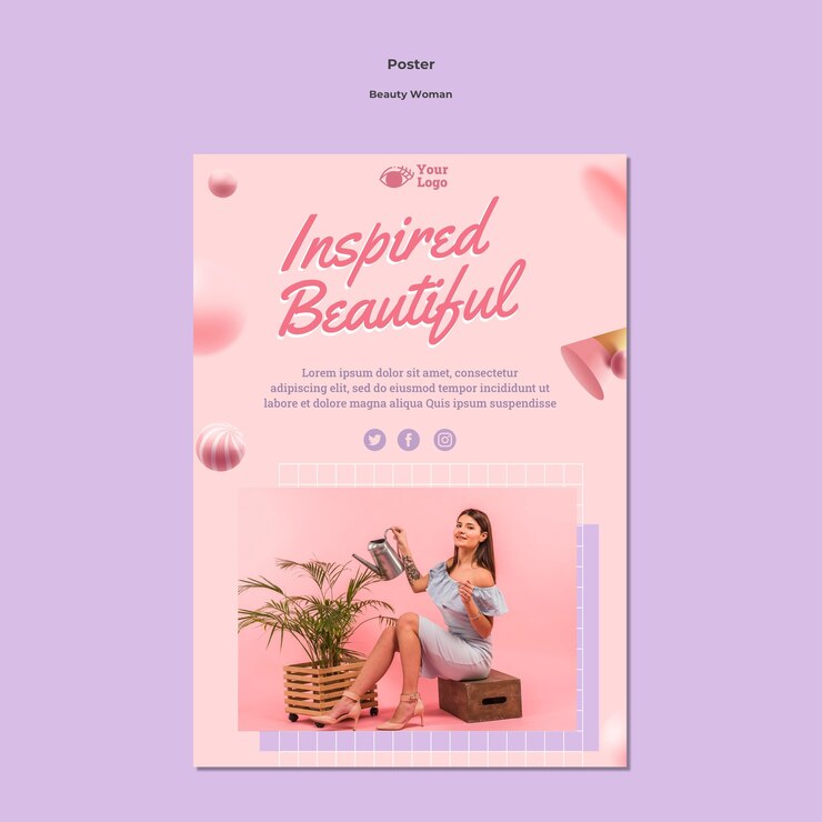 PSD gratuit modèle d'affiche de concept de beauté femme