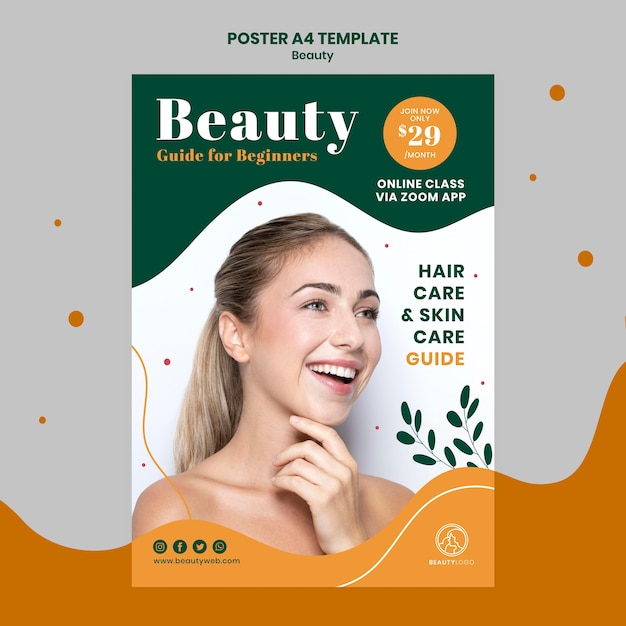 PSD gratuit modèle d'affiche de concept de beauté