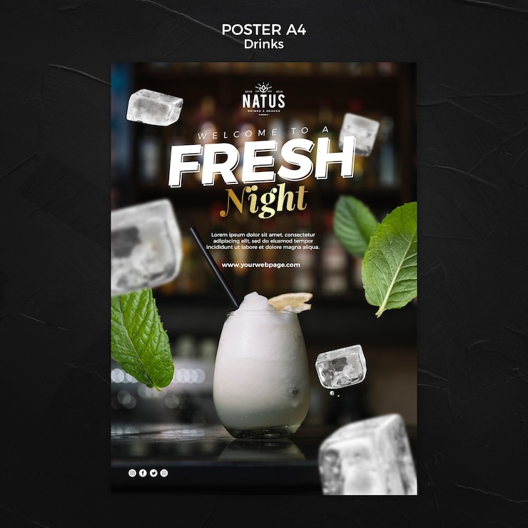PSD gratuit modèle d'affiche de concept de boissons
