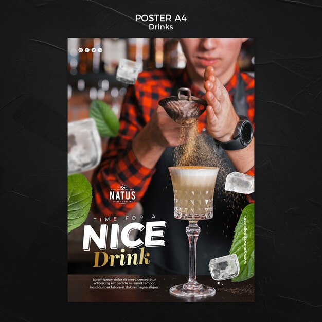 Modèle d'affiche de concept de boissons