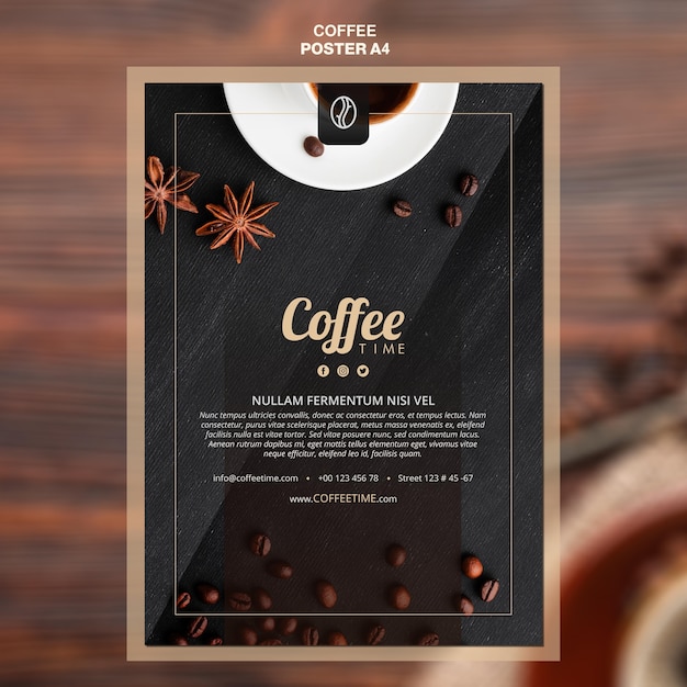 PSD gratuit modèle d'affiche de concept de café