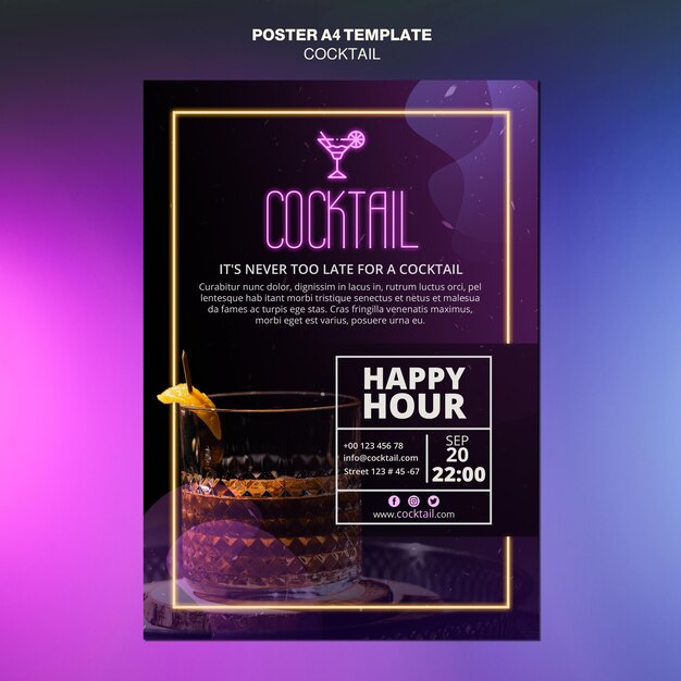 Modèle d'affiche de concept de cocktail