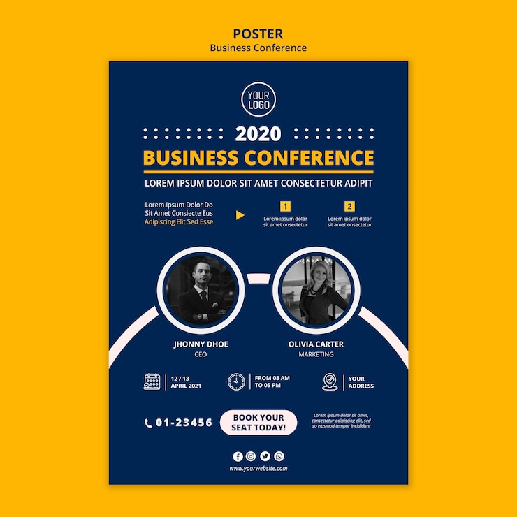 PSD gratuit modèle d'affiche de concept de conférence commerciale