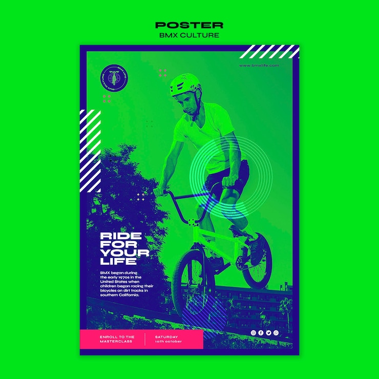 PSD gratuit modèle d'affiche de concept de culture bmx