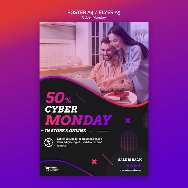 PSD gratuit modèle d'affiche de concept cyber monday