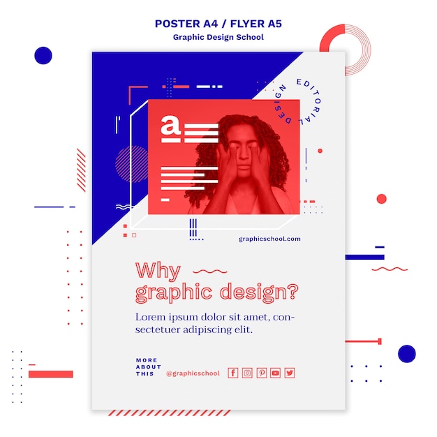 Modèle d'affiche de concept d'école de design graphique