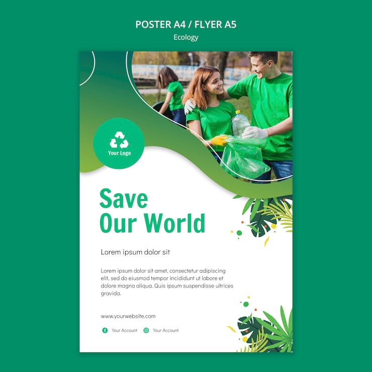 PSD gratuit modèle d'affiche de concept d'écologie