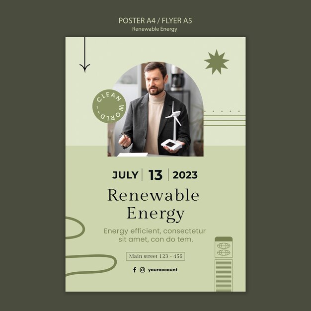 Modèle D'affiche De Concept D'énergie Renouvelable