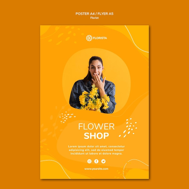 PSD gratuit modèle d'affiche de concept de fleuriste