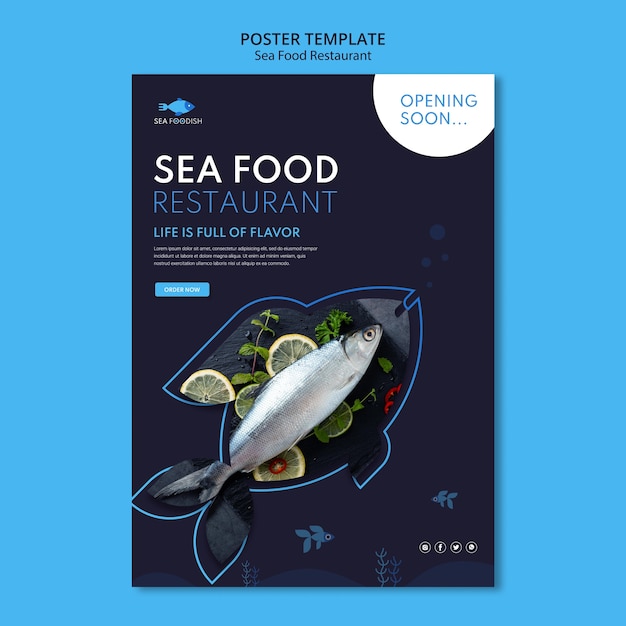 PSD gratuit modèle d'affiche de concept de fruits de mer