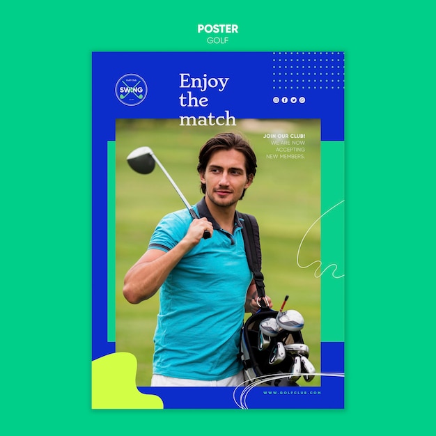 PSD gratuit modèle d'affiche de concept de golf