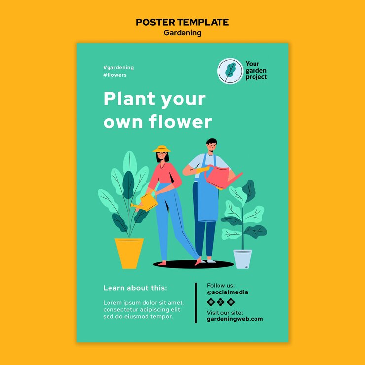PSD gratuit modèle d'affiche de concept de jardinage
