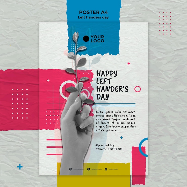 PSD gratuit modèle d'affiche de concept de jour des gauchers
