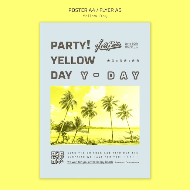 PSD gratuit modèle d'affiche de concept de jour jaune