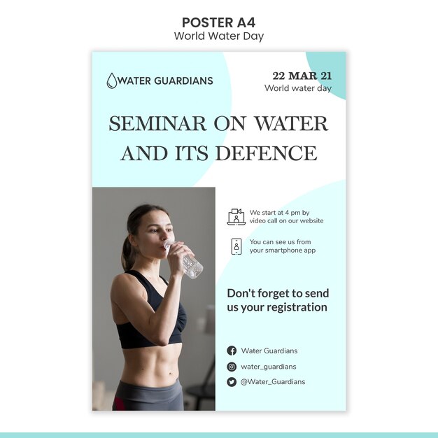 Modèle d'affiche de concept de journée mondiale de l'eau