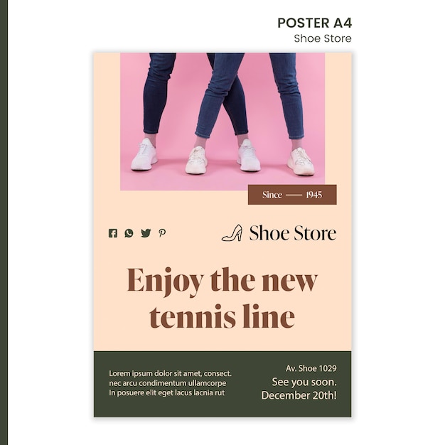 PSD gratuit modèle d'affiche de concept de magasin de chaussures