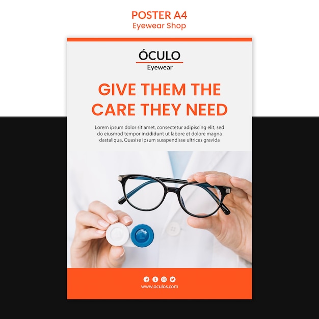 Modèle d'affiche de concept de magasin de lunettes