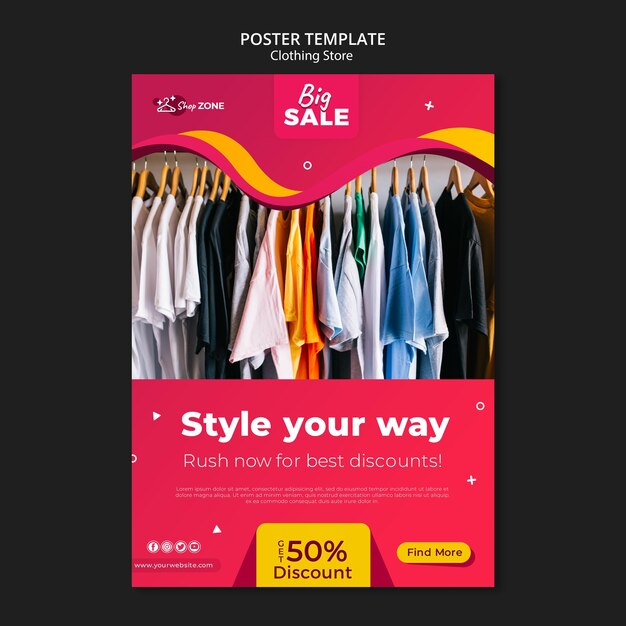 Modèle d'affiche de concept de magasin de vêtements