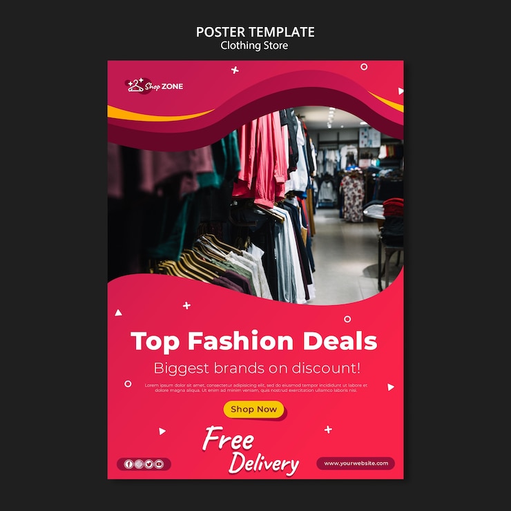 PSD gratuit modèle d'affiche de concept de magasin de vêtements