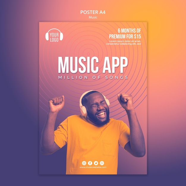 PSD gratuit modèle d'affiche de concept de musique